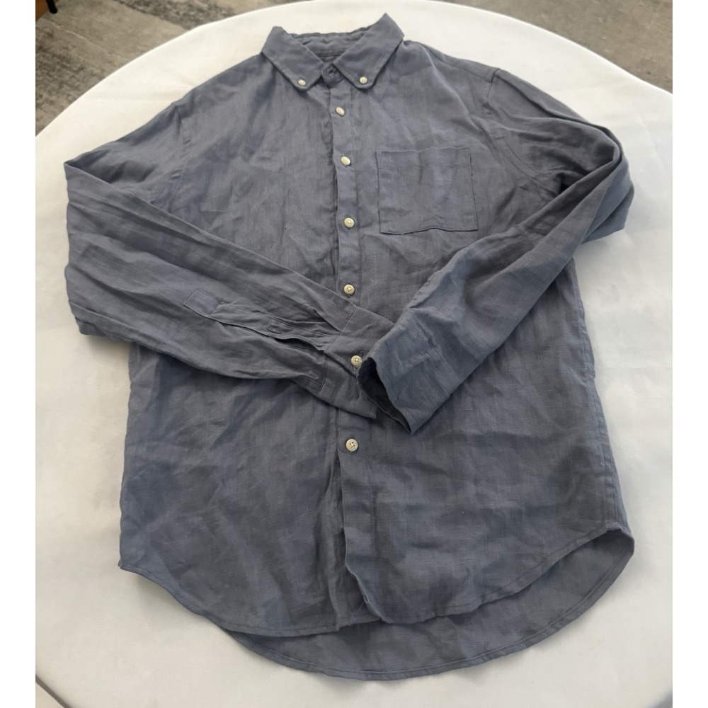NWOT Alex Crane Mens Linen Button Down Shirt Long Sleeve Sz M